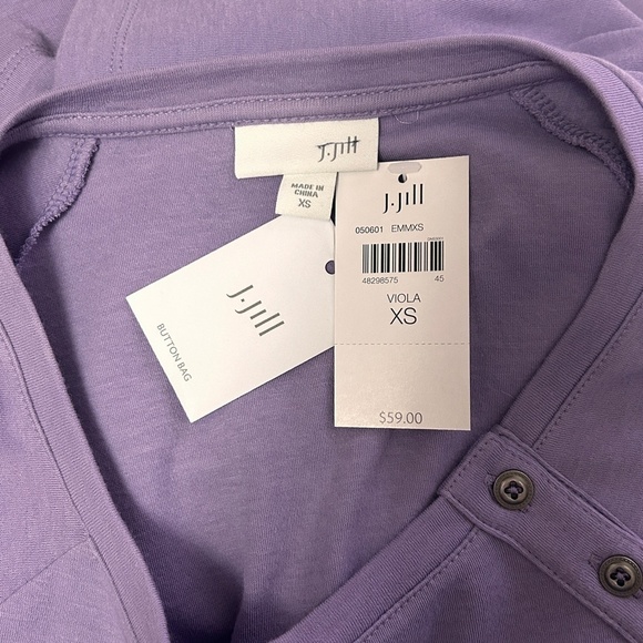 J. Jill Cotton Top Tank Tee Sweater Raglan Long Sleeve Lavender Relaxed Fit XS-S - Picture 12 of 14